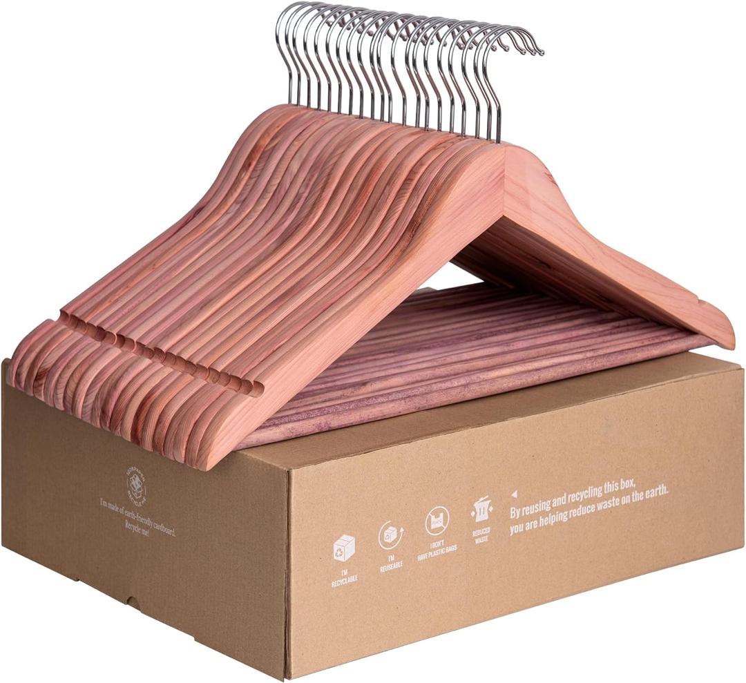 StorageWorks Cedar Wood Clothes Hanger 20 Pack, Wooden Coat Hangers for Shirts, Jackets, Pants, Suits, Sweaters