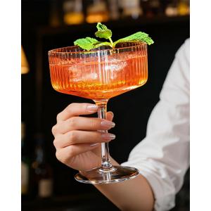 4 Pcs Coupe Glasses 10 oz, Martini Glasses, Margarita Glass, Ribbed Glassware, Classic Vintage Cocktail Galssware, Pefect Gift for Cocktail Lovers