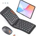 MEETION Ergonomic Foldable Keyboard and Mouse, Portable Bluetooth Keyboard and Mouse for Business Travel, Ultra-Thin Folding Wireless Keyboard Mouse for Windows/Mac/iOS/Andriod, C9880