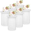 6 Pieces Cocktail Table Skirt Round Cocktail Table Covers 32 x 43 Inch Spandex Stretch High Top Table Cloth for Wedding Table Bar Banquet Party Supplies (White)