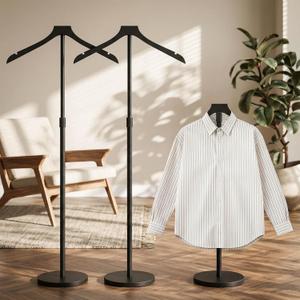 OLV 2 Pack Mannequin Torso, Adjustable Shirt Display Stand 30 to 41 Inches Height, Stable Dress Form Clothing Display Stand for Vendor, Portable Garment Rack for Cap and Gown, Black