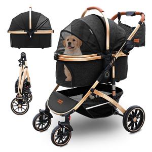 Pettingzoo Dog Stroller with Removable Carrier Foldable Pet Stroller, 60 lbs, Black