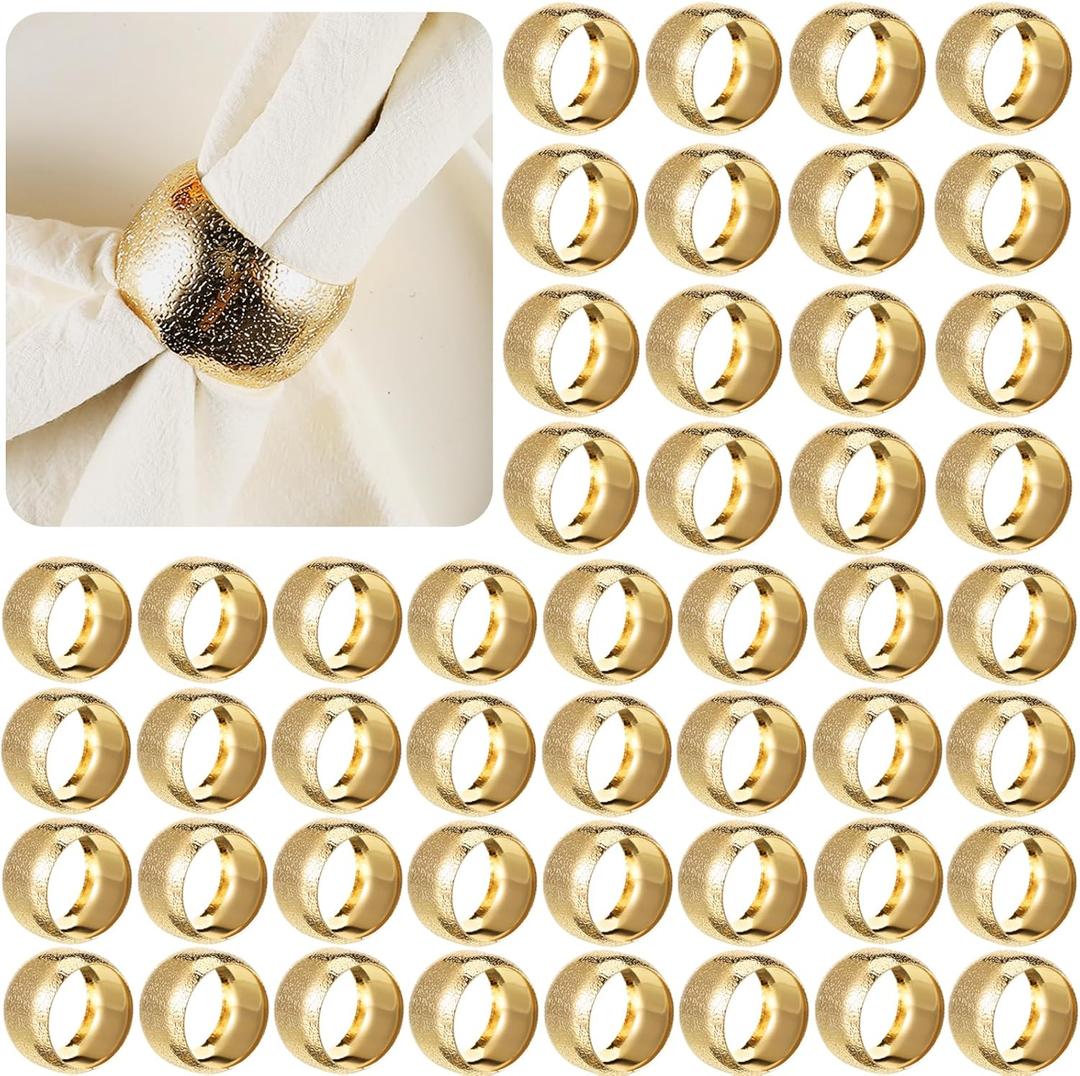 Lallisa 100 Pcs Gold Napkin Rings Bulk Metal Classic Brass Napkin Ring Holders Elegant Farmhouse Cloth Table Decorations for Tea Wedding Anniversary Birthday Dinners Party Supplies