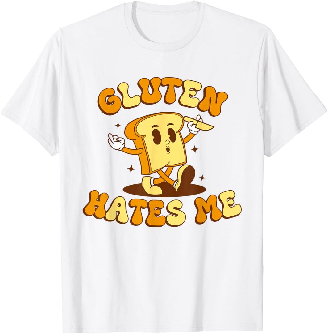 Gluten Hates Me Funny Gluten Intolerance T-Shirt L