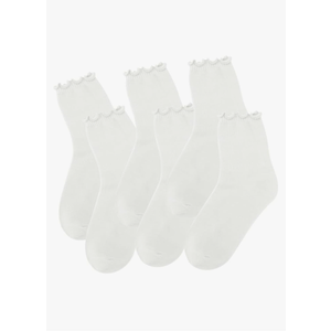 3Pairs Women's Ruffle Turn Cuff Socks - Casual Crew Socks with Breathable Knit Cotton Lettuce Ankle Frilly Design White