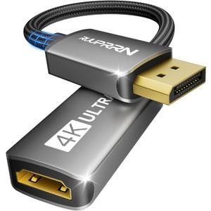 Active 4K@60Hz Display Port to HDMI Adapter (1440P/2K@120Hz) Unidirectional DP 1.2 Source to HDMI 2.0 Display Converter, DisplayPort Male to HDMI Female Adapter for NVIDIA, AMD,Desktop,Gaming Monitor
