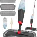 HOMTOYOU Microfiber Hardwood Floor Mop: Dust Spray Mops for Cleaning Wood Home Kitchen Floors - Wet Mopping & Dry Sweeping - 3 Reusable Refills & 1Pcs 400+ML Refillable Bottle