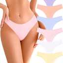 Cotton Underwear for Women Pack Breathable Thongs for Women Sexy Stretch Soft Womens Panties Thong XS-XL (Small, Light Purple / Coral Pink / Light Blue / Light Pink / White / Nude)