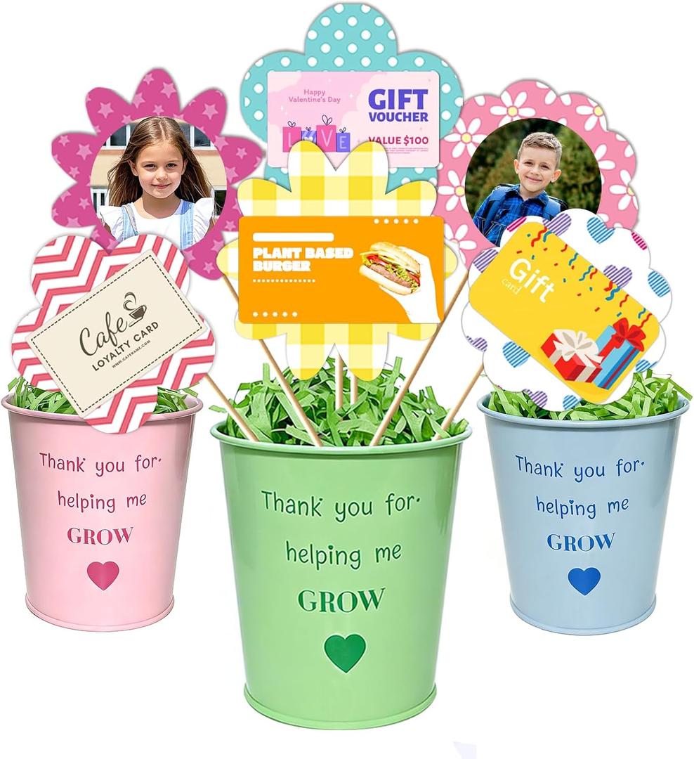Teyomi 3-Pack Teacher Bouquet Card Holders, Teacher Appreciation Gifts, Thank You & End of Year Gifts for Teachers, Back to School, Graduation Gift, Mother's Day, Father's Day