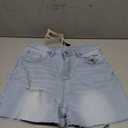 IWD Jean Shorts for Women High Waisted Stretchy Casual Denim Shorts Ripped Frayed Hem Summer Trendy Jorts (Blue), L
