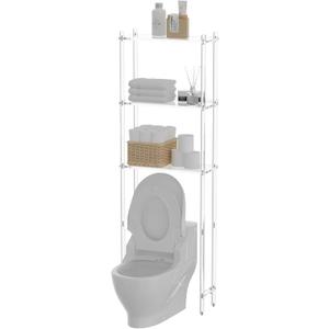 3Tier Clear Over The Toilet Storage,70.8H x 23.62L x 9.84W inch Acrylic Bathroom Organizer Shelves, Clear Morden Rack, Space Saver for Bathroom Laundry Room Waterproof No Drilling Modern, 71 inches x 23.6 inches x 10 inches