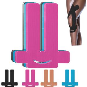 12 Count Precut Kinesiology Tape for Knees, Waterproof Knee Tape for Knee Pain Relief Pre Cut, Original Cotton Athletic Tape, Durable Knee Tape for Sports and Long-Lasting Support (Mix)