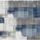Emvency 2 Pack Valances Window Treatments, Blue and Grey Abstract Modern Art Blackout Drapes Adjustable Curtain for Windows Living Room Kitchen Over Sink, 18x52 Inch Rod Pocket Valances (18"W x 52"L (Pack of 2), Abstract Blue Grey)