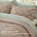 Bedsure Khaki Queen Size Comforter Set, Boho Tufted Bed Set, Checkered Farmhouse-Style Distressed Vintage Bedding, 3 Pieces, 1 Plaid Geometric Comforter and 2 Pillow Shams
