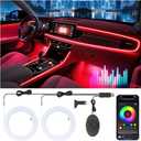 Car Led Strip Lights, Interior Car Lights, App Control Ambient Lighting Kit With RGB 16 Million Colors Fiber Optics & Music Sync Rhythm, USB Neon Light Accessories for Center Console & Dashboard, Upgraded (2 in 1)