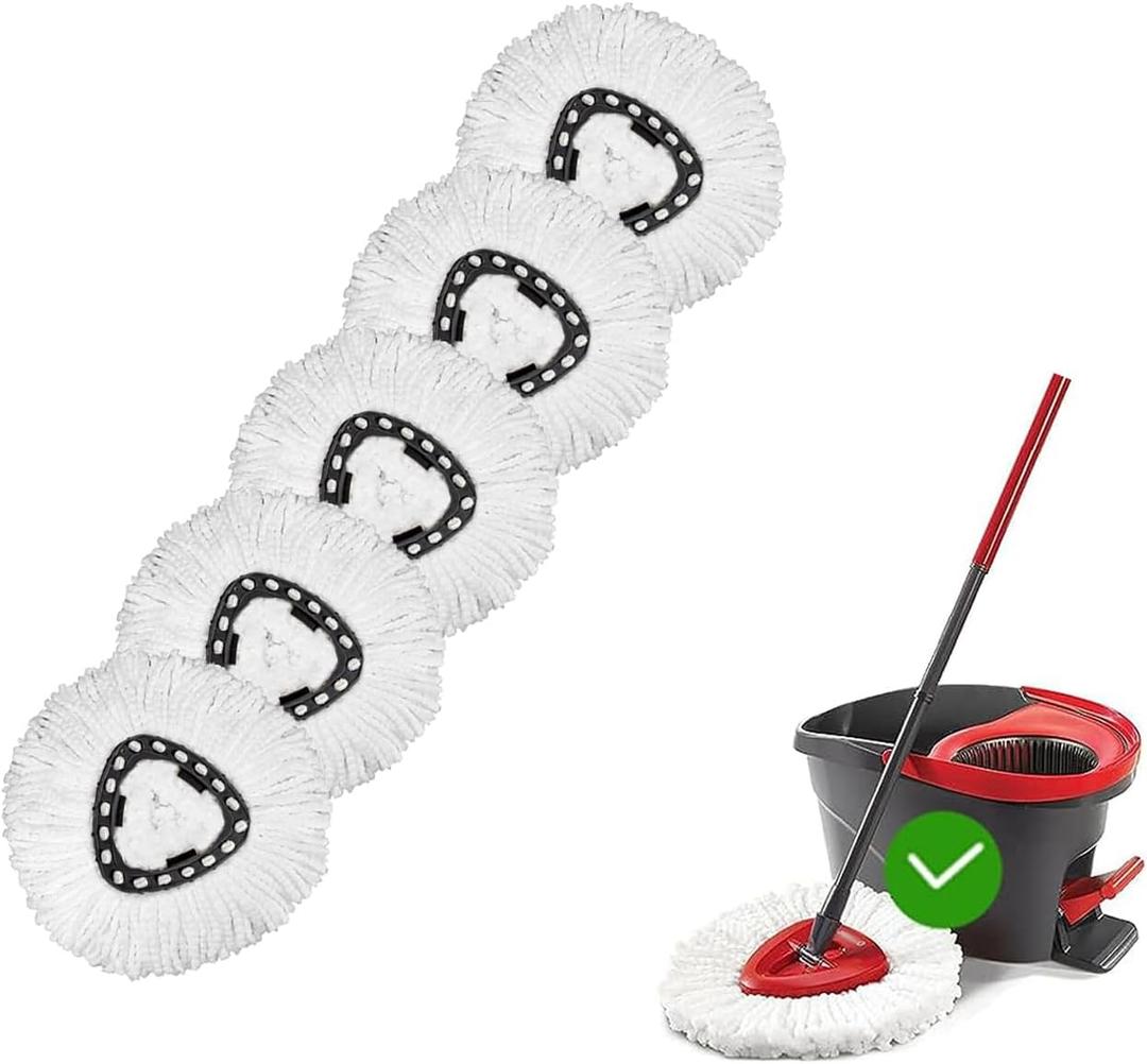 [ 5 Pack ]Mop Heads Replacements, Spin Mop Replacement Head Deep Cleaning Machine Washable and Easy-to-Replace,Spin Mop Refill Replacement Head 100% Microfiber,Mop Head Compatible with O Ceda EasyWrin