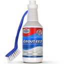 Clean-eez Grout-eez Tile Cleaner with Handheld Brush  32 oz Heavy-Duty Stain Remover for Ceramic and Porcelain Surfaces  Safe for Colored Grout  Not for Natural Stone  Bathroom & Kitchen Use