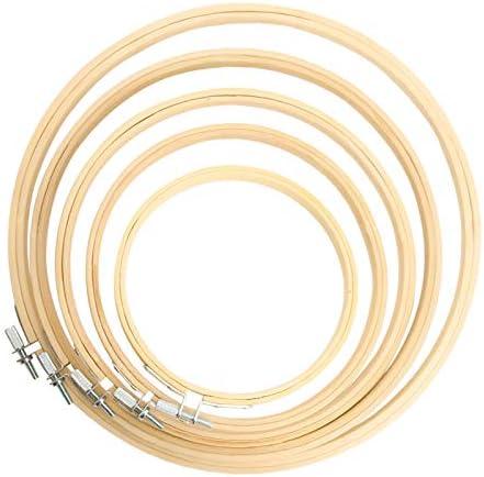 Similane 5 Pieces Embroidery Hoops Bamboo Circle Cross Stitch Hoop Ring 5 inch to 10 inch for Embroidery and Cross Stitch