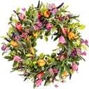 Spring Wreath 22 Inch (10 Inch Inner), Artificial Natural Farmhouse Wreaths for Front Door, Outdoor Spring Decor February Door Wreath