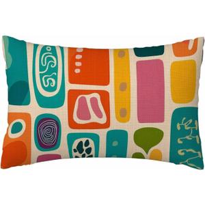 Geometric Pillow Case Retro Style Vintage Multicolored Soft & Breathable Pillow Cover with Envelope Closure Pillowcase Standard Size 20" X 26"