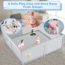 XVISHX Baby Playpen, 79 x 79 Inch Play Pen, Playpen for Babies and Toddlers, Baby Playard for Indoor & Outdoor Active Center Game Fence, with Skin-Friendly Fabric and Soft Breathable Mesh Grey