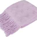 PAVILIA Lavender Purple Knit Throw Blanket for Couch, Twin Bed, Soft Knitted Farmhouse Sofa Throw for Living Room, Lightweight Decorative Summer Blanket for Chair, Outdoor Textured Boho Blanket, 60x80