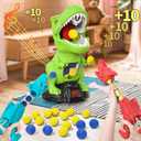 Dinosaur Movable Shooting Toys for Kids, 2 Air Pump Launchers, Electronic Kids Target Games, LCD Score Record, Light & Sound, 48 Foam Balls, Competition Game Gift for Boys 3-5 Years Old