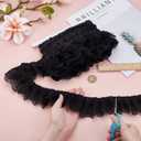 10 Yards 2.56 Inch 3 Layer Pleated Chiffon Flower Lace Trim, Gathered Ruffle Trims Organza Edge Ribbon, Ruffles Edging Trimming for Sewing DIY Crafts Wedding Dress Decor