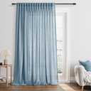Dusty Blue Extra Wide Linen Curtains for Sliding Glass Door 100 Inch Wide Back Tab Curtain Living Room Semi Sheer Light Sky Blue Boho Coastal Patio Light Filtering Drape 1 Panel W100xL102