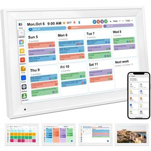 Smart Digital Calendar Family Planner Chore Chart HD Touchscreen Meal Planner & Photo Display Syncs with Online Calendars Includes Desk Stand & Wall Mount (15.6 Inch Digital Calendar - White), Large