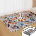Jaobeem Baby Play Mats for Floor, Foldable 74x50 Playpen Mat Grey, Thicken Cushioning Padding Playmate for Baby and Toddlers Infants, Non-Slip, Machine Washable, Easy to Store