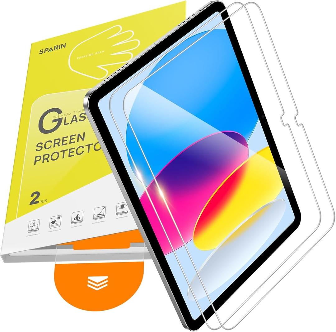 SPARIN Screen Protector for iPad A16 11 inch 11th/10th Generation 10.9 Inch (2025/2022), Tempered Glass with Auto Application Tray for iPad 11/10 Gen, Easy Installation, Case Friendly, 2 Pack