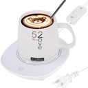 Coffee Mug Warmer Set for Desk,Electric Mug Heater for Beverages, Auto Switch,Candle Melter, Large Candle Warmer Plate,Milk & Tea, Coffee, Keep Cup Warm,Ideal Gifts (White Mug)