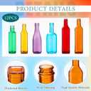 Zhehao 12 Pcs Colored Glass Bottles Colorful Empty Wine Bottles Decorative Glass Bottle for Bottle Tree Garden Yard Outdoor Home Decor(Light Rainbow Color,Square)