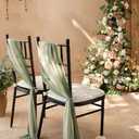 Ling's moment Wedding Chair Sashes Cover Aisle Decorations Draping Fabric Wrinkle-Free with Tie 16 Pcs Sage & Milky Green for Party Ceremony Reception Floral Arrangement Banquet Outdoor Decor,Grn-sage Green & Milky Green