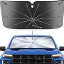 Portable Windshield Sunshade Umbrella for Chevrolet Silverado/GMC Sierra 1500 2500 3500 2019-2025, 2 in1 Ice Crystal Durable Compact Shade Umbrella UPF50+ UV Front Window Heat Insulation Protection