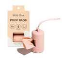 Wild One Dog Poop Bag Holder and Dispenser with Leash Attachment, Leak Proof, Easy Twist Top for Refills, Includes 1 Box Of Bags, Blush