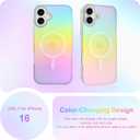 Cute Case for iPhone 16 Case for Women Girls [Compatible with Magsafe] Aesthetic Girly Glitter Bling Rainbow Magnetic Protective Phone Cover, Translucent Iridescent Blue & Pink