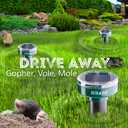 Gopher Repellent Ultrasonic Solar Powered - Mole Repellent Stakes Outdoor Pet Safe - Groundhog Repeller Snake Rodent Gopher Spikes Chaser - Sonic Mole Deterrent Devices (2)