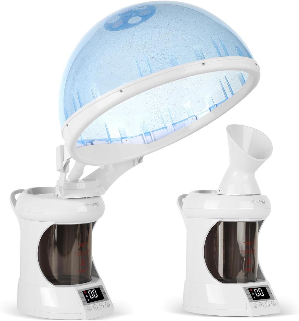 Hair Steamer 2 in 1 Ozone Facial Steamer, Design for Use at Home or Salon | Hair Steamer Humidifier for Deep Conditioning,Face Steamer for Deep Cleaning, Tabletop Nano Ionic Hair&Face Steam with Ozone