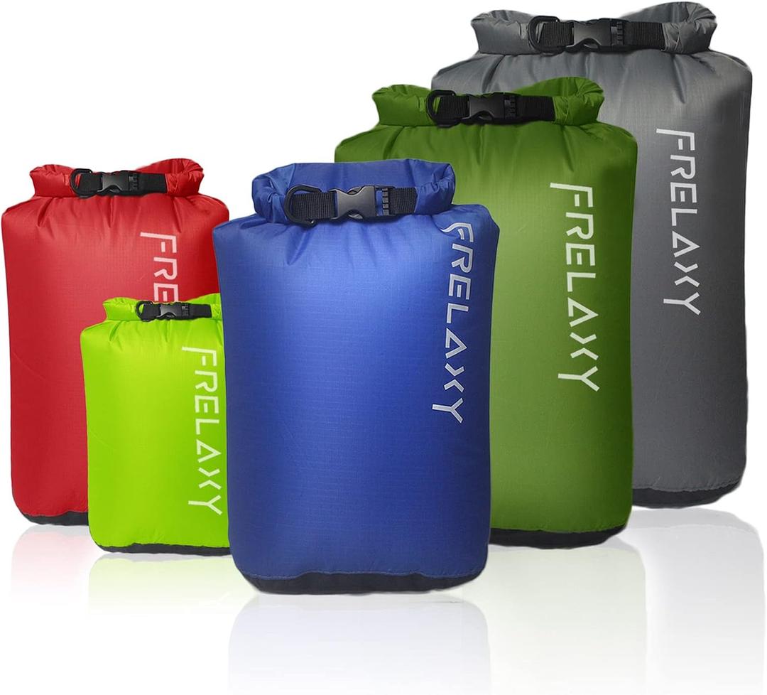 Frelaxy Dry Bag 5-Pack, Ultralight Dry Sack, Outdoor Bags Keep Gear Dry for Hiking, Backpacking, Kayaking, Camping, Swimming, Boating