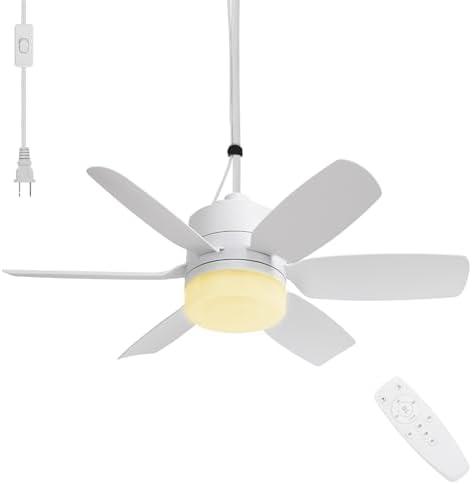 Fanspex 20.5'' Gazebo Ceiling Fan with Light, Plug in Outdoor Hanging Fan for Patio Canopy Tent Porch RV, 5 Fan Speeds with Adjust Lighting, 16.4 FT Cord, 8 Hours Timer (Remote need Paired before Use)