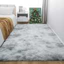 4x6 Light Grey Fluffy Shag Area Rug for Bedroom, Ultra Soft Fuzzy Plush Washable Carpet for Living Room, Modern Cozy Non Skid Furry Shaggy Rug for Kids Baby Boys Nursery Dorm,Tie-Dye Gray (6' x 4' (Rectangular), Tie-dyed Light Grey)