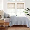 Levtex Home - Martha Stripe Quilt Set - Full/Queen Quilt and Two Standard Shams - Stripe - Blue White - Quilt (88x92in.) and Shams (20x26in.) - Reversible - Cotton