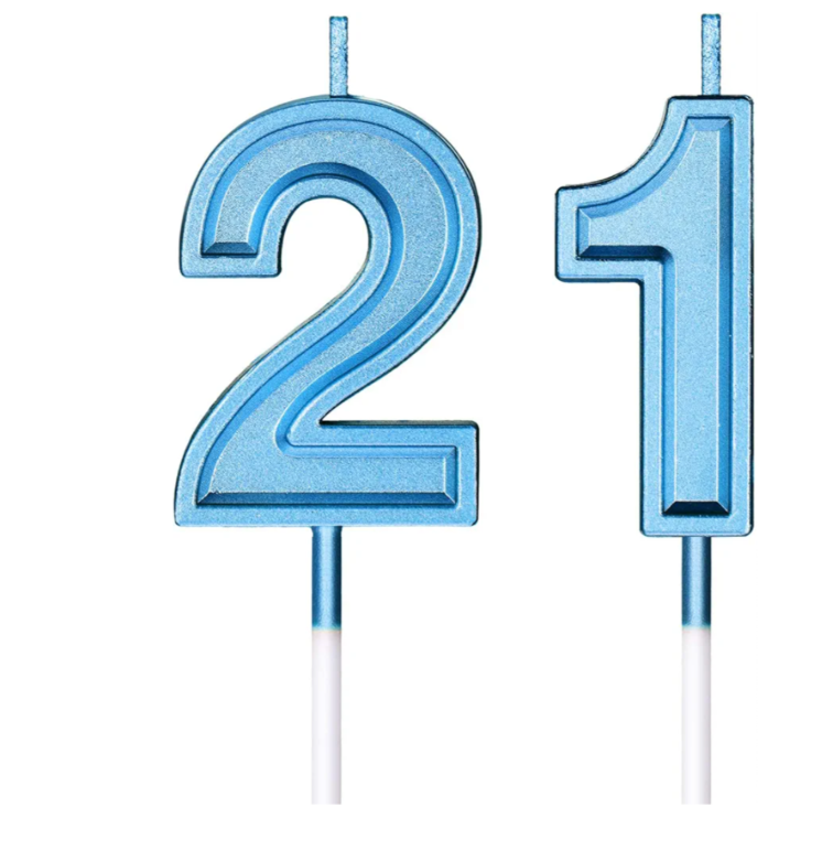 21st Birthday Candles Cake Numeral Happy Birthday Cake Candles Topper Decoration for Wedding Anniversary Celebration Favor(Blue)