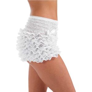 Fun Shack White Ruffle Shorts, Women Bloomers Shorts, Lace Ruffle Bloomer (One Size)