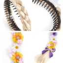 Spooktacular Creations Girls Princess Wig Non Slip, Toddler Long Braided Wig with Teeth Comb, Purple Fairy HeadWear for Toddler Halloween DressUp, Accessories, Themed Party