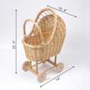 Decorative Wicker Carriage-Shaped Basket for Baby Shower Centerpieces - Woven Rattan Flower Basket, Vintage Willow Planter for Table Decor, Boho Party Decoration & Photography Prop, Large