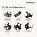 Baskerville ULTRA Muzzle - Patented Humane Design, Breathable, Dog can Pant and Drink, Adjustable, Padded, Training Muzzle for Medium-sized Dogs, Prevents Biting, Wildlife Scavenging (Size 4, Black)