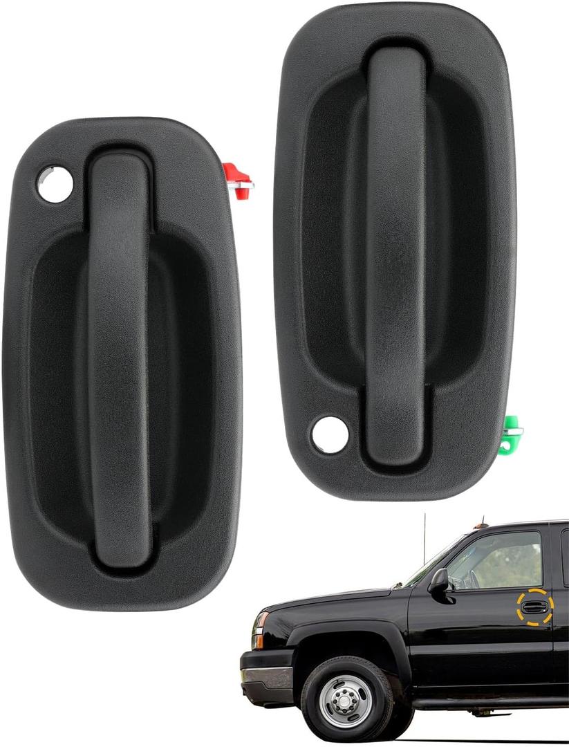 Metal Lever Door Handles (2 PCS), Compatible with 1999-2007 Chevy Silverado Suburban Tahoe Avalanche GMC Sierra Yukon Cadillac Escalade, Outside Front Left Driver & Right Passenger, 15034985,15034986